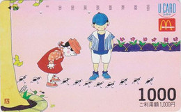 Carte Prépayée JAPON - MCDONALD'S - SERIE DESSIN - Enfants Fourmi Ant 1000 YENS / A - JAPAN Prepaid U Card - 182 - Levensmiddelen