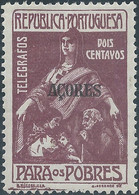 Portogallo-Portugal-Azzorre-Azores-1912 Overprinted 'AÇORES' In Black On 2c Brown-lilac,TELEGRAFOS -,Trace Hinged,Gum - Ungebraucht