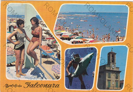 CARTOLINA  SALUTI DI FALCONARA,ANCINA,MARCHE,BELLA ITALIA,MARE,SOLE,ESTATE,VACANZA,SPIAGGIA,BARCHE,VIAGGIATA  1971 - Ancona