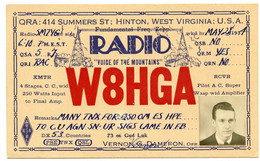 Carte Q.S.L.radio.414 Summers ST. Hinton West Virginia U.S.A.Voice Of The Mountains.photographie D'identité.année 1931 - Radio