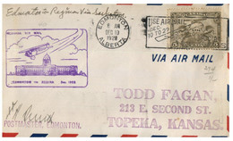 (JJ 23) Cover Posted From Canada To Texas - Edmonton Postmaster - Aviation Postmark - 1928 - Erst- U. Sonderflugbriefe