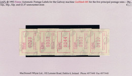 Ireland Galway 1992 Frama Automatic Postage Labels, Galway Machine "Gaillimh 005" 5 Principal Postage Rates Mint - Affrancature Meccaniche/Frama