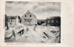 FLOREFFE  Orage Inondation Du 14 Mai 1906 Aspect De La Place A 5 Heures Du Soir  Menuiserie Mecanique N'a Pas Circulé - Floreffe