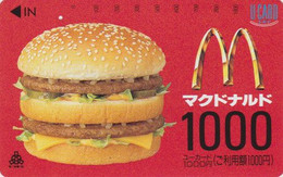 Carte Prépayée JAPON - MCDONALD'S - Hamburger 1000 YENS / C Avec Logo ** ONE PUNCH ** - JAPAN Prepaid U Card - 188 - Alimentation