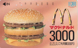 Carte Prépayée JAPON - MCDONALD'S - Hamburger 3000 YENS / A - Food JAPAN Prepaid U Card - 189 - Levensmiddelen