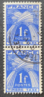 FRAYX081Ux2v - Timbres Taxe - Type Gerbes - Pair Of 1 F Used Stamps 1946-55 - France YT YX 081 - Zegels