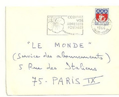 LOIRE / HAUTE - Dépt N° 43 = LE PUY En VELAY 1966 = FLAMME Non Codée =  SECAP  ' PENSEZ + CODIFIEZ' = Pensée N° 1 - Zipcode