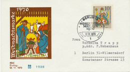 BERLIN 1970 Weihnachten 10 + 5 Pf Kab-FDC EF Portogerecht Als Ortsbrief Gelaufen - Cartas & Documentos