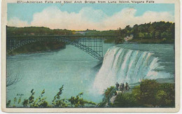 CANADA/USA 1920 VFU Col Pc American Falls And Steel Arch Bridge From Luna Island - Niagarafälle