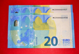 2x 20 EURO M004 B5 PORTUGAL M004B5 - Sequential Number: MC2666664927 / MC2666664936 - UNC FDS NEUF - 20 Euro