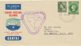 COCOS (KEELING) ISLANDS 1955 Mail First Flight W Qantas COCOS (KEELING) ISLANDS - Cocoseilanden