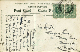 CEYLON 1909/66, 3 Different Frankings On Very Fine Postcards To England - Ceylon (...-1947)