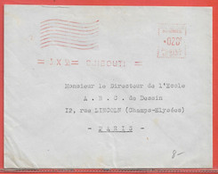 COTE DES SOMALIS LETTRE OBLITERATION MECANIQUE DE 1958 DE DJIBOUTI POUR  PARIS FRANCE - Briefe U. Dokumente