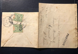 OcéanieN°14 X2 OBL Duplex SAN FRANCISCO 3 (1913) Au Verso D'une Lettre (incomplète) Avec Au Recto Griffe PAQUEBOT, TB - Lettres & Documents