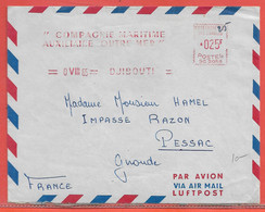 COTE DES SOMALIS LETTRE OBLITERATION MECANIQUE DE 1965 DE DJIBOUTI POUR PESSAC FRANCE - Covers & Documents