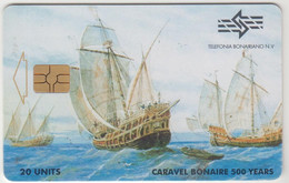 ANTILLES BONAIRE - Caravel Bonaire 500 Years, Chip:GEM5 (Red) , 20 U, Used - Antillas (Nerlandesas)