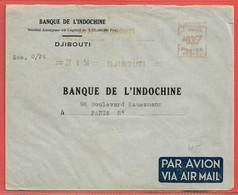 COTE DES SOMALIS LETTRE OBLITERATION MECANIQUE DE 1954 DE DJIBOUTI POUR PARIS FRANCE - Briefe U. Dokumente