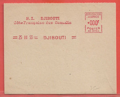 COTE DES SOMALIS ESSAI OBLITERATION MECANIQUE DE 1953 DE DJIBOUTI - Covers & Documents