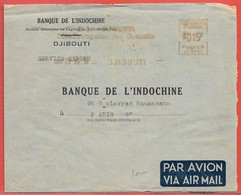 COTE DES SOMALIS LETTRE OBLITERATION MECANIQUE DE 1954 DE DJIBOUTI POUR PARIS FRANCE - Briefe U. Dokumente