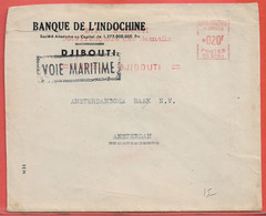 COTE DES SOMALIS LETTRE OBLITERATION MECANIQUE DE 1953 DE DJIBOUTI POUR AMSTERDAM - Covers & Documents
