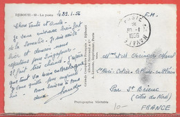 COTE DES SOMALIS CARTE EN FRANCHISE DE 1956 DE DJIBOUTI POUR SAINT BRIEUC FRANCE - Covers & Documents