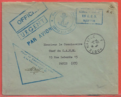 COTE DES SOMALIS LETTRE EN FRANCHISE DE 1954 DE DJIBOUTI POUR PARIS FRANCE - Covers & Documents