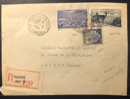 Andorre N°113+119+P.AN°1 OBL Andorre La Vielle (1954) Sur Lettre Recommandée Pour La Suisse, Affranchissement Rare.TB - Brieven En Documenten