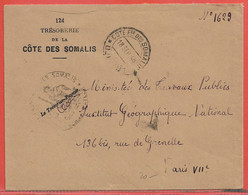 COTE DES SOMALIS LETTRE EN FRANCHISE DE 1948 DE DJIBOUTI POUR PARIS FRANCE - Covers & Documents