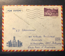 Andorre N°152B, 65F Violet OBL Andorre La Vieille (1958) Sur Lettre Pour Les USA, TB - Storia Postale