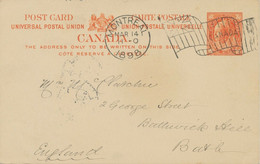 CANADA 1898 QV Two Cents Orange UPU-card W MONTREAL-CANADA-FLAG-Machine-Postmark - Storia Postale