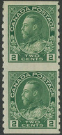 CANADA 1922 George V 2 C Perforated 8, VF Unused M/M Vertical Pair IMPERFORATED - Errors, Freaks & Oddities (EFO)