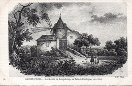 Cpa Paris Gravure Ancien Paris Le Moulin De Longchamp,au Bois De Boulogne Vers 1825. - Autres Monuments, édifices