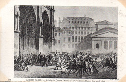 CPA Gravure Ancien Paris  Arrivée Du Comte D'Artois Au Parvis Notre Dame Le 4 Avril 1814. - Other Monuments