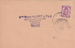 DDY 706 - Carte Privée TP Petit Sceau SENZEILLES 1940 Vers COUVIN - Chargement De Bois à SENZEILLES Gare - 1935-1949 Petit Sceau De L'Etat