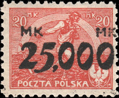 POLOGNE / POLAND 1923 - Mi.186 P.9 25,000 / 20M Type I - Mint* - Nuovi