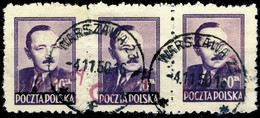 POLOGNE / POLAND 1950 GROSZY O/P T. 23 (Warsaw) 3xMi.625 V. EARLY USAGE NOV 4, 50 - Used Stamps