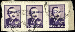 POLOGNE / POLAND 1950 GROSZY O/P T.1 (G.1b In Black) Mi.625x3 Used GDANSK - Used Stamps