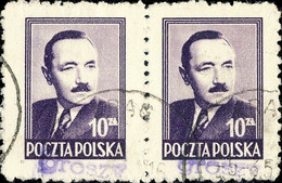 POLOGNE / POLAND 1950 GROSZY O/P T.2 (Gdansk G.1a Violet) Mi.625x2 Used KRAG - Used Stamps
