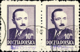 POLOGNE / POLAND 1950 GROSZY O/P T.2 (Gdansk G.1a Violet) Mi.625x2 Used KRAG - Gebruikt