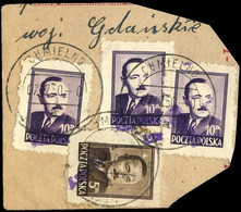 POLOGNE / POLAND 1950 GROSZY O/P T.2 (G.1a Violet) MI623 & Mi.625x3 Used CHMIELNO - Oblitérés