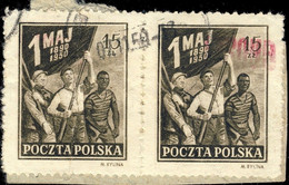 POLOGNE / POLAND 1950 GROSZY O/P T.3 Katowice/Krakow Kt./Kr.1c Red INVERTED Mi.662 - Oblitérés