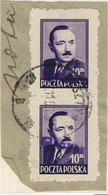 POLOGNE / POLAND 1950 GROSZY O/P T.8 (Olsztyn O.1b Violet) Mi.625x2 Used OLSZTYN - Oblitérés