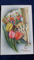 CPA SAINTE CATHERINE TULIPE EVENTAIL DECOR ROMANTIQUE SIGNE ED UNIVERS  423 - Sainte-Catherine