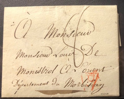 MP Paris Pour Lorient (1810) Avec Verso MP"DEB 42 NANTES"(28X9mm)+ MP D'arrivée "25Jlet" IND16,TB - 1792-1815: Veroverde Departementen