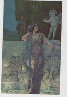 Illustrateur GUERINONI - Jolie Carte Fantaisie Femme Avec Robe Voile Transparente Et Ange CUPIDON - Guerinoni