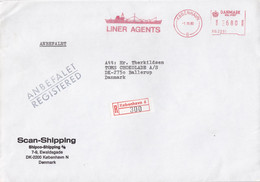 Denmark SHIPCO-SHIPPING Registered Einschreiben KØBENHAVN 6 Label LINER AGENTS, 1980 Meter Stamp Cover Brief BALLERUP - Macchine Per Obliterare (EMA)