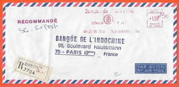 AFARS ET ISSAS LETTRE RECOMMANDEE OBLITERATION MECANIQUE DE 1971 DE DJIBOUTI POUR PARIS FRANCE - Storia Postale