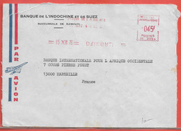 AFARS ET ISSAS LETTRE OBLITERATION MECANIQUE DE 1976 DE DJIBOUTI POUR MARSEILLE FRANCE - Cartas & Documentos