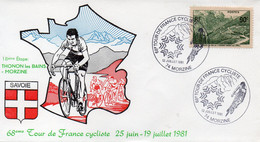 Enveloppe Premier Jour TOUR DE FRANCE 1981 12 Juillet Morzine - Wielrennen