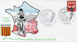 Enveloppe Premier Jour TOUR DE FRANCE 1981 Le Départ Nice 25 26 Juin - Radsport